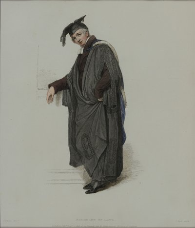 بكالوريوس في القانون ، منقوش من قبل J. Agar ، تم نشره في R.Eckermann&39;s History of Oxford ، 1813 (نقش يدوي) بواسطة توماس أوينز