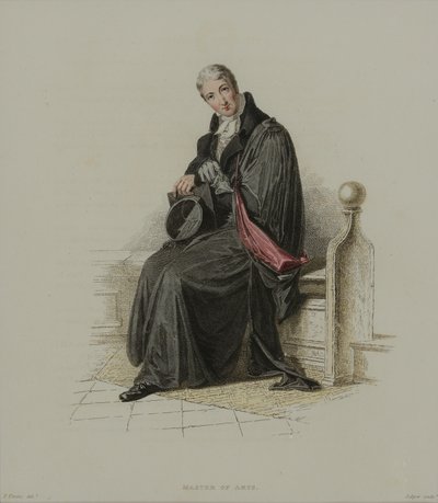 ماجستير في الآداب ، منقوش من قبل J. Agar ، نُشر في R. History of Oxford لـ R. Ackermann ، 1814 (النقش اليدوي) بواسطة توماس أوينز