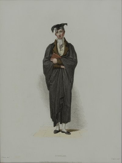 باحث ، محفور من قبل J. Agar ، نُشر في R. History of Oxford لـ R. Ackermann ، 1814 (النقش الملون يدويًا) بواسطة توماس أوينز
