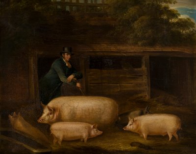 هاري جرين ، بيغمان ، مع خنازيره ذات الستايل ، حوالي 1794-1843 (زيت على قماش) بواسطة توماس ويفر