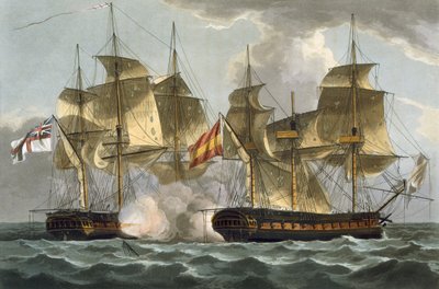 الاستيلاء على Mahonesa ، 13 أكتوبر 1796 ، نقشها توماس ساذرلاند لـ J. Jenkins &39;Naval Achievements&39; ، 1816 (نقش الألوان) بواسطة Thomas Whitcombe
