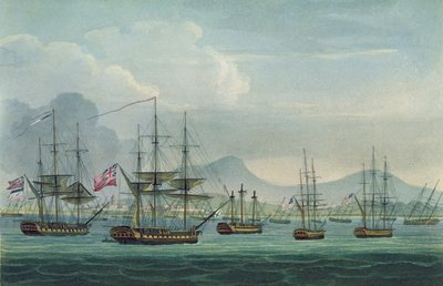 الاستيلاء على ماريا ريجسبيرجين في 18 أكتوبر 1806 ، نقشها ج. بيلي من أجل "التسلسل الزمني لبريطانيا العظمى" بقلم ج. رالف ، نُشر عام 1820 بواسطة Thomas Whitcombe