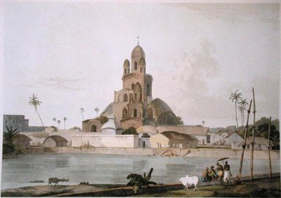 معبد جوفيندا رام ميتيشن ، كلكتا ، اللوحة V من "المشهد الشرقي" ، المنشور عام 1800 (مائي ملون) بواسطة توماس وويليام دانييل