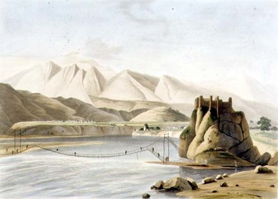 جسر الحبل في سيريناغور ، اللوحة XXIII من الجزء 6 من "المشهد الشرقي" ، حانة. 1805 (أكواتينت) بواسطة توماس وويليام دانييل