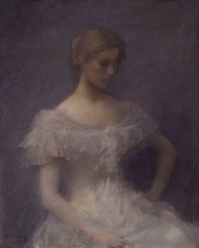 فتاة صغيرة جالسة بواسطة Thomas Wilmer Dewing