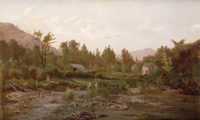 المناظر الطبيعية مع الأشجار والمنازل ، 1890s بواسطة توماس ورثينجتون ويتريدج