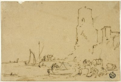 صيادون يصطادون السمك على حافة المياه بواسطة Thomas Wyck