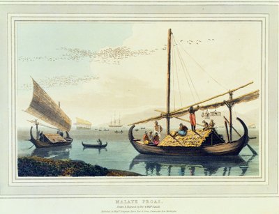 Malaye Proas ، اللوحة 17 من "A Picturesque Voyage to India" ، 1810 (aquatint) بواسطة توماس وويليام دانييل