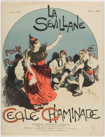 مقدمة مسرحية "امرأة من إشبيلية" للبيانو لسيسيل شاميناد بواسطة Théophile Alexandre Pierre Steinlen