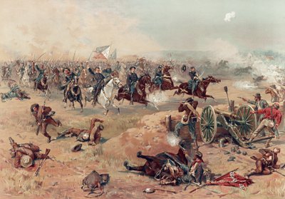 تهمة شيريدان النهائية في وينشستر ، حانة. :. Prang & Co. ، 1886 (الطباعة الحجرية الملونة) بواسطة Thure de Thulstrup