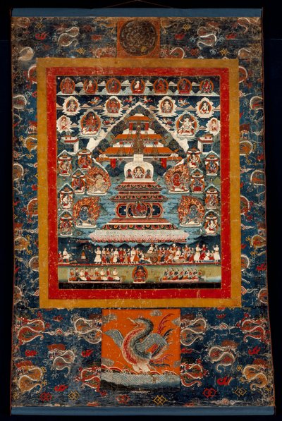 ذكرى Thangka ل Bhimaratha Rite ، 1850-75 (أصباغ معدنية على قماش قطني) بواسطة مدرسة التبت