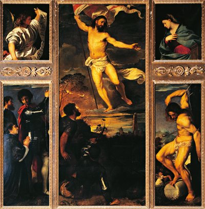 Averoldi Altarpiece للفيسيليو تيزيانو (1488-1576) ، زيت على قماش ، 278x292 سم الكنيسة الجماعية للقديسين نازاريو وسلسو ، بريشيا بواسطة تيتيان (1488-1576)