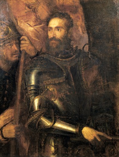 صورة بييرلويجي فارنيزي مع المحرك ، بقلم تيتيان بواسطة تيتيان (1488-1576)