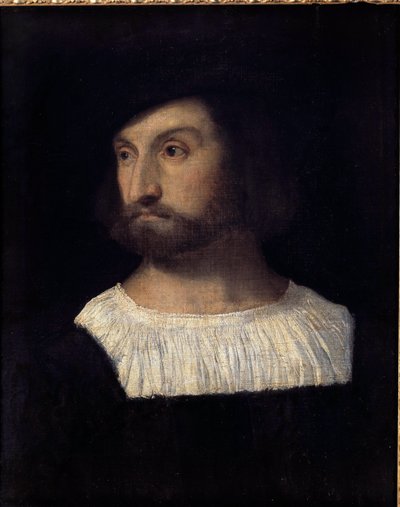 صورة لألفونسو الأول دوق فيرارا (1476-1534) لوحة منسوبة إلى تيزيانو فيسيليو تسمى تيتيان (1485-1576) من القرن السادس عشر. بيسانكون. متحف الفنون الجميلة بواسطة تيتيان (1488 1576) (Attr. To)