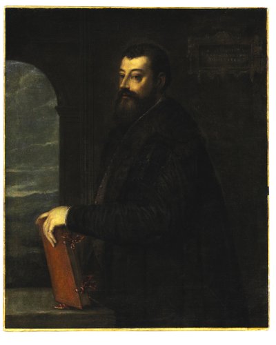 صورة لغابرييل جيوليتو دي فيراري (حوالي 1508-78) ، بطول ثلاثة أرباع بواسطة تيزيانو فيتشيلي