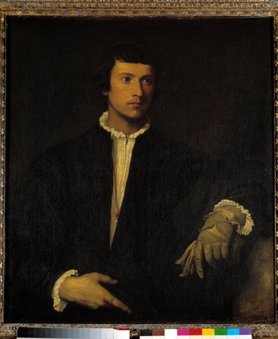 The Man with a Glove, c.1520 (oil on canvas) بواسطة تيتيان (1488-1576)