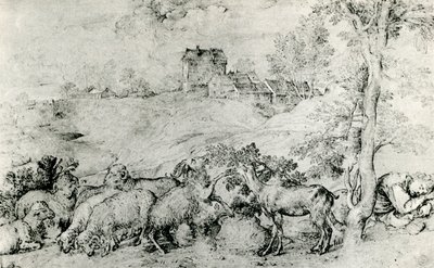 منظر طبيعي مع قطيع من الأغنام ، c1520 ، 1937 بواسطة تيزيانو فيتشيلي