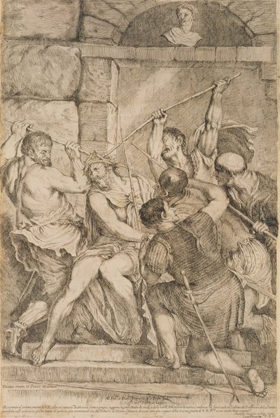 التتويج بأشواك ، محفورة لويجي سكاراموتشيا (1616-80) 1675 (انظر 60349) بواسطة تيزيانو فيتشيلي