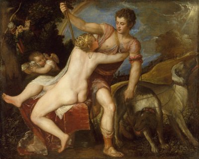 فينوس وأدونيس ، 1550s. بواسطة تيزيانو فيتشيلي