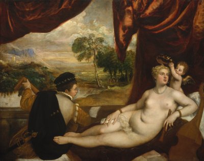 فينوس والعازف ، كاليفورنيا. 1565-70. بواسطة تيزيانو فيتشيلي