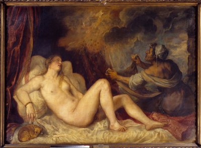 Danae يتلقى المطر الذهبي يأتي زيوس إلى Danae لإغرائه على شكل مطر من العملات الذهبية. اللوحة التي رسمها تيزيانو فيسيليو تسمى تيتيان (1488-1576) 1553 صن. 1،29x1،8 م مدريد ، متحف برادو بواسطة تيزيانو فيتشيلي