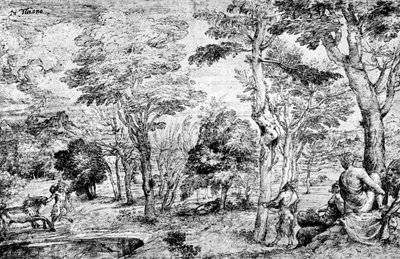 المناظر الطبيعية مع Satyrs ، c1530-1540 ، 1937 بواسطة تيزيانو فيتشيلي