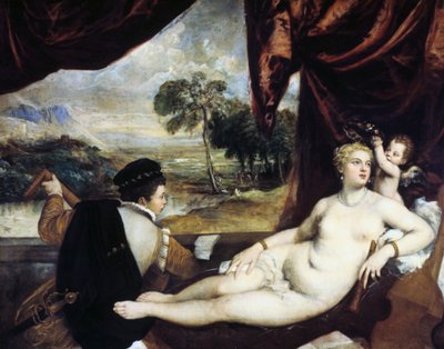 فينوس والعازف ، c1565-1570 بواسطة تيزيانو فيتشيلي
