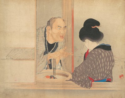 Ochiyo توبيخ ، رسم توضيحي من Bugei Kurabu Literary Club. بواسطة حديد توميوكا