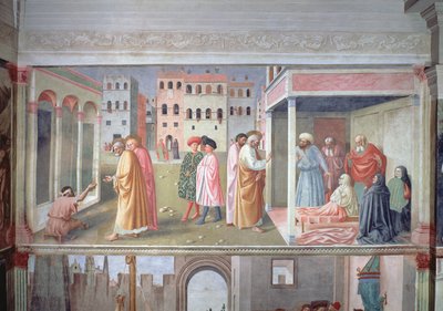 القديس بطرس شفاء الشلل ، ورفع تابيثا ، ج 1427 فريسكو انظر 60508 لمزيد من التفاصيل بواسطة توماسو ماسولينو دا بانيكال