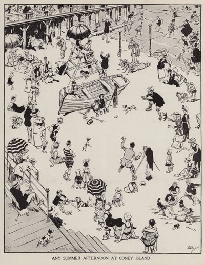 A summer afternoon at Coney Island (litho) بواسطة توني نعش