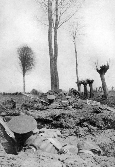 فوج الملوك ليفربول ينتظر الألمان ، الحرب العالمية الأولى ، 1914-1918 ، c1920 بواسطة وكالة الصحافة الموضعية