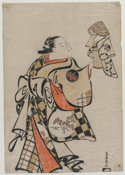 فوجيمورا هاندايو كمحظٍ ، في منتصف عام 1710. بواسطة Torii Kiyomasu