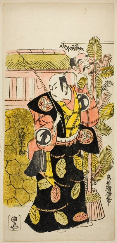 الممثل Sawamura Sojuro I في دور Ebisu في مسرحية "Suehiro Eho Soga" ، تم عرضها في مسرح Nakamura في الشهر الأول ، 1729 بواسطة Torii Kiyomasu II