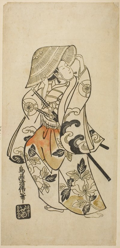 الممثل Tamazawa Saijiro في دور مجهول بواسطة Torii Kiyomasu II