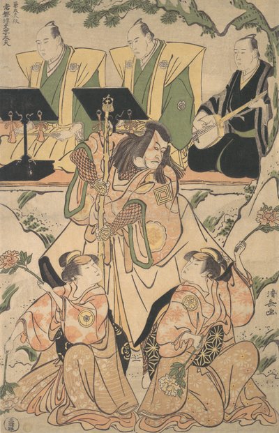 الممثلون في مزيج Shosa من التمثيل والأداء الراقص ، كاليفورنيا. 1790. بواسطة توري كيوناجا