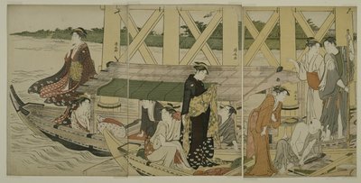 قوارب المتعة أسفل جسر أزوما ، c.1784 بواسطة توري كيوناجا