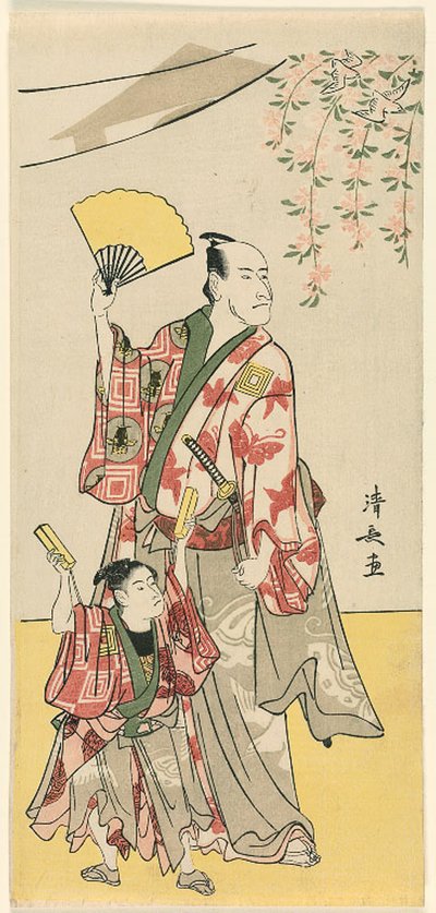 الممثلان Ichikawa Danjuro V و Ichikawa Ebizo IV ، من مجموعة من أحد عشر ممثلاً يحتفلون بمهرجان ضريح الأخوين سوجا بواسطة توري كيوناجا
