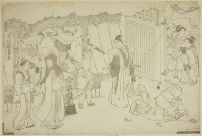 اليوم الأول للعمل (Akinai hajime) ، من الكتاب المصور "Colors of the Triple Dawn (Saishiki mitsu no asa)" بواسطة توري كيوناجا