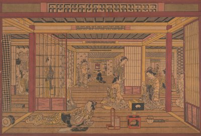 منظر داخلي في Yoshiwara ، كاليفورنيا. أوائل الأربعينيات من القرن الثامن عشر. بواسطة توري كيوتادا