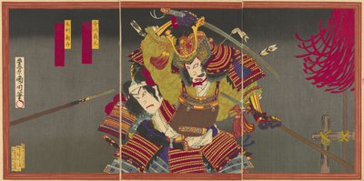الممثلان Ichikawa Sadanji I بدور Imagawa Yoshimoto و Onoe Kikugoro V في دور Mori Shinsuke بواسطة تويوهارا كونيتشيكا