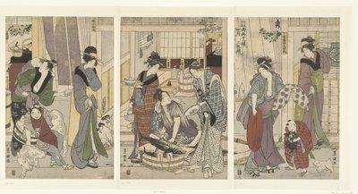 تاجر السمك الشهر الرابع بالثلاثي Yongatsu ، Sanbukutsui (العنوان على الكائن) الاثني عشر شهرًا لـ Toyohiro و Toyokuni (عنوان المسلسل) Toyohiro Toyokuni ryoga Juniko (عنوان السلسلة على الكائن) بواسطة تويوكوني (الثاني) ، أوتاغاوا