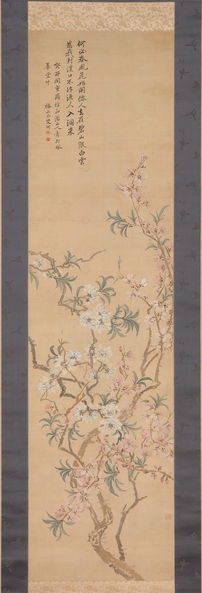 أزهار الخوخ الأحمر والأبيض 1843. بواسطة Tsubaki Chinzan