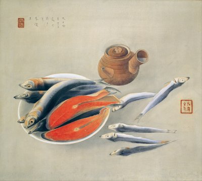 باق على قيد الحياة. شرائح السلمون والسردين ، 1924 بواسطة Tsuchida Bakusen
