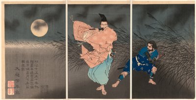 Fujiwara no Yasumasa يعزف على الناي في ضوء القمر بواسطة تسوكيوكا يوشيتوشي