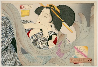 تبحث سموكي. ربة منزل كيوا عصر Kemuso Kyowa nenkan naishitsu no fuzoku ، 1880 (طبعة خشبية) بواسطة تسوكيوكا يوشيتوشي