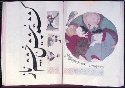 الألبوم 2160 شخص نائم وخط ، من ألبوم المنمنمات ، من القرن الثالث عشر إلى الخامس عشر بواسطة المدرسة التركية