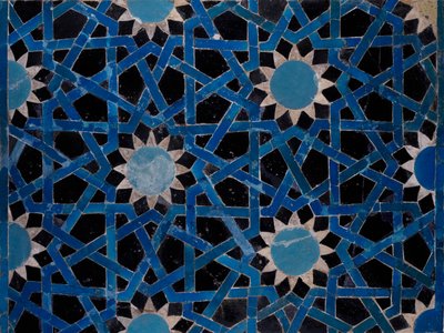 لوحة من القيشاني مزينة بزخارف هندسية من قونية ، تركيا ، الحضارة السلجوقية بواسطة المدرسة التركية