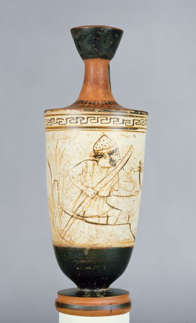 العلية lekythos علية بيضاء مزينة Charon ، المعدية العالم السفلي يستقبل روح شخص ميت ، من أثينا ، c.475-425 قبل الميلاد (سيراميك) بواسطة رسام تيمبوس