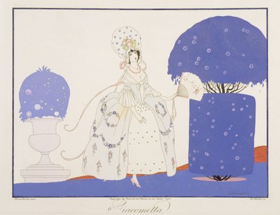 جياكوميتا ، من طبعة "أقنعة وشخصيات المسرح الإيطالي" من Le Journal des Dames et des Modes ، نقش بواسطة Henri Reidel (fl.1914-20) 1914 (litho litho) بواسطة أومبرتو (بعد) برونليسكي