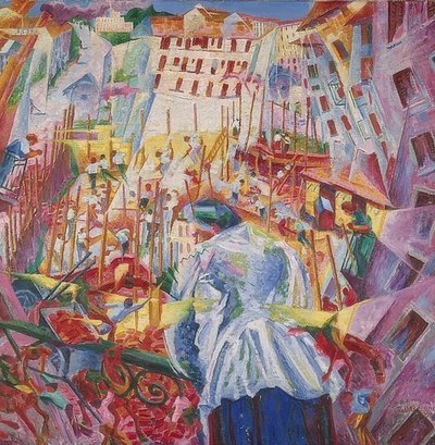 Die Straße dringt in das Haus (الطريق يدخل المنزل). 1911 بواسطة Umberto Boccioni